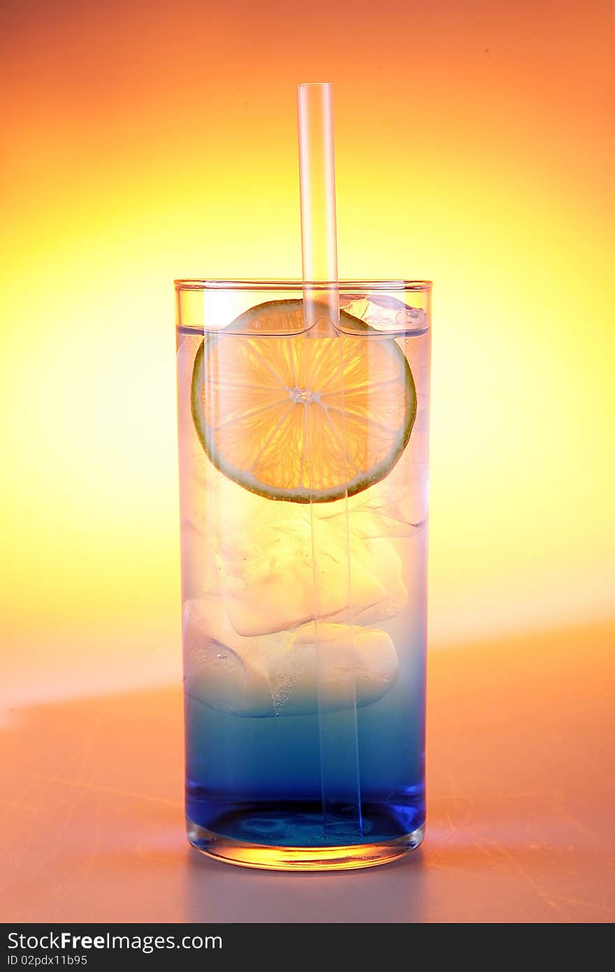 Cold fresh drink with lemon