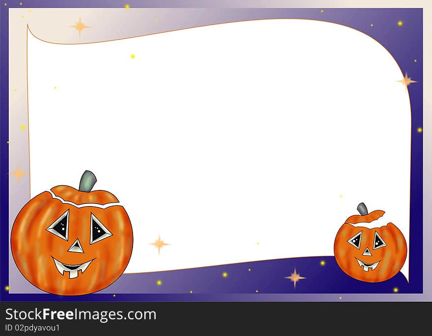 Card for Halloween, the night sky and white background. Card for Halloween, the night sky and white background