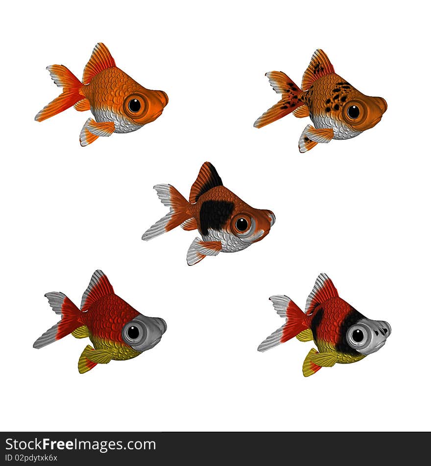 3d Cartoon Goldfish Set 1