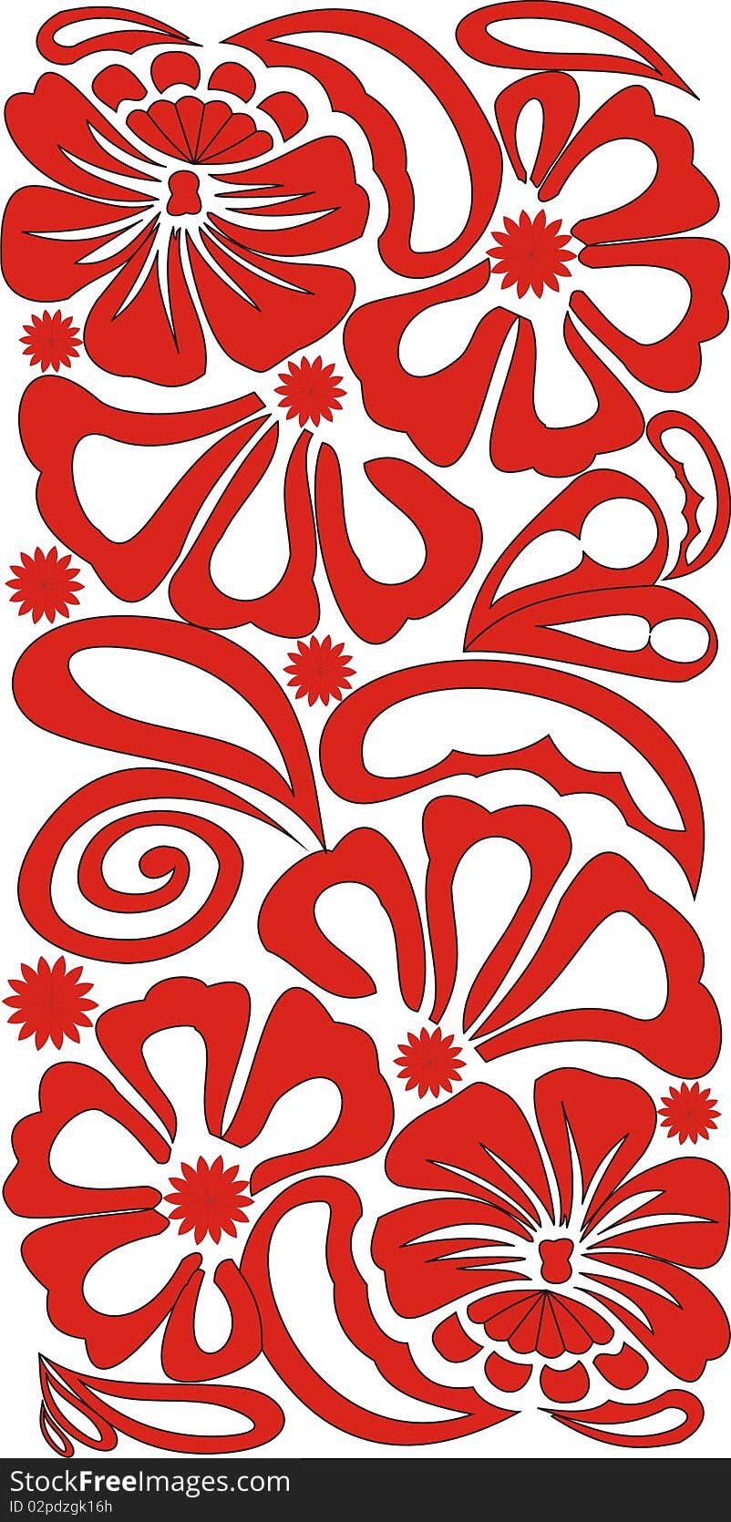 Red floral design on a white background. Red floral design on a white background