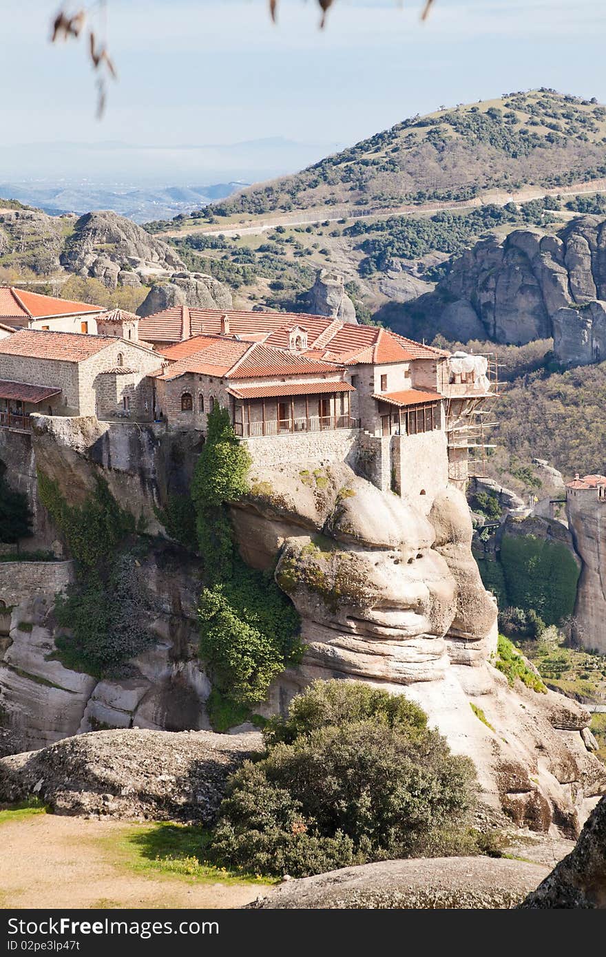 Spring landscape of the Varlaam monastery at Meteora in Greece.