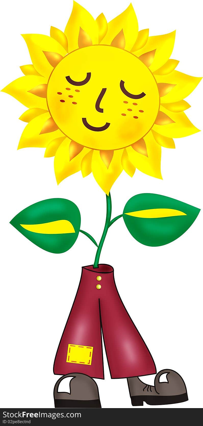 Sunflower in pants and boots