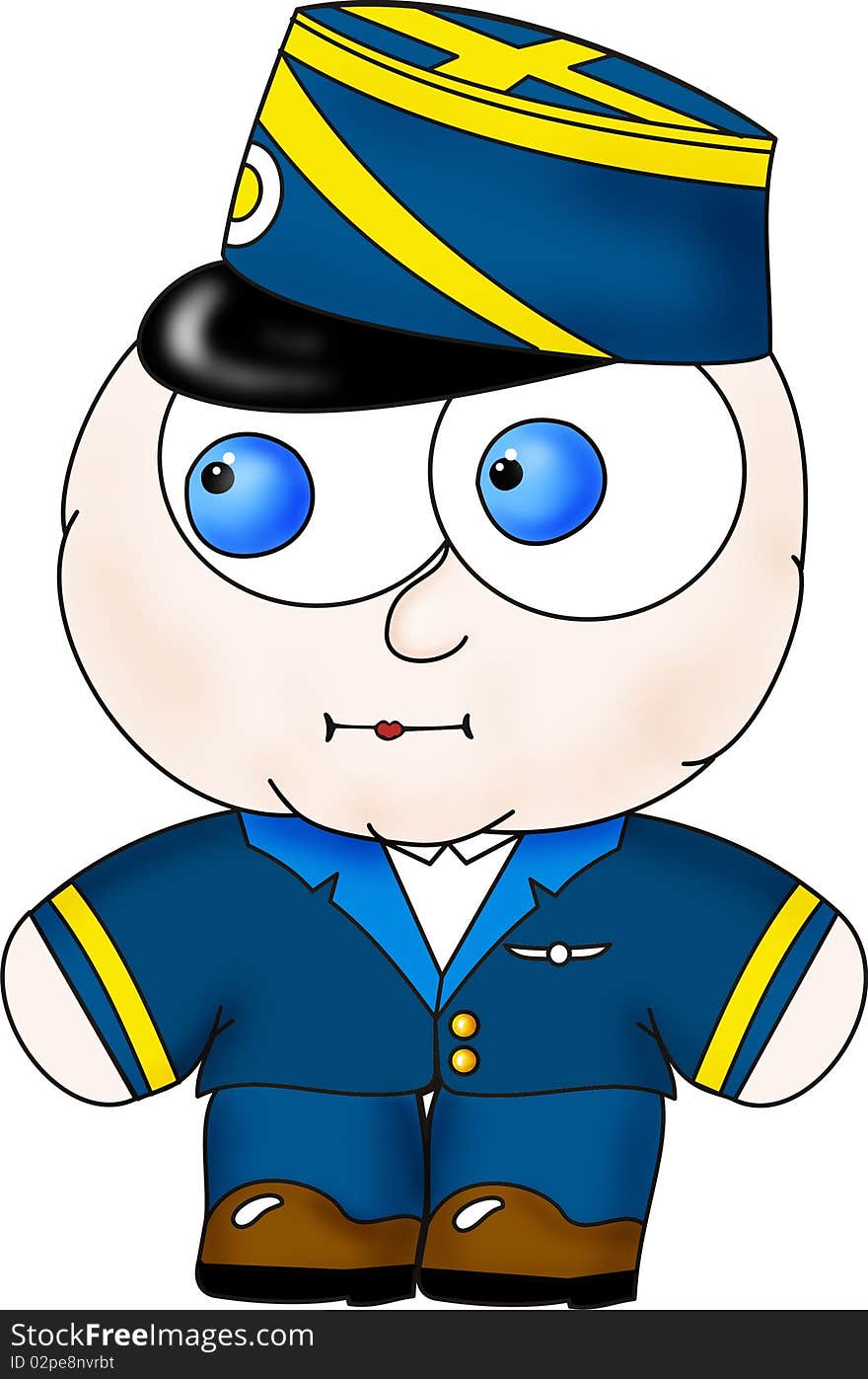 Cartoon man in blue uniform. Cartoon man in blue uniform