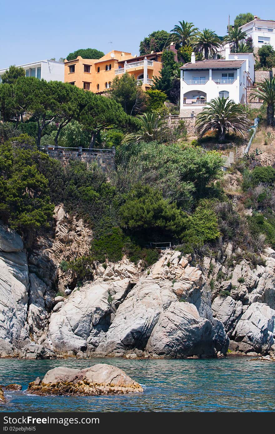 Villas on the scenic rocky spanish coast  - Costa Brava. Villas on the scenic rocky spanish coast  - Costa Brava