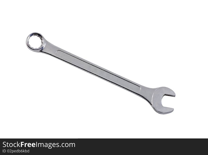 Metal spanner isolated on the white