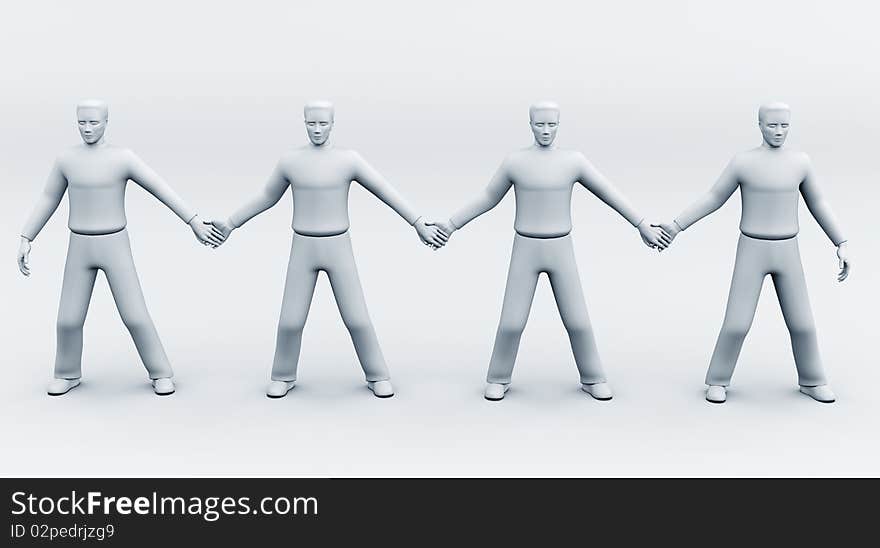 3d people - isolated illustration - team. 3d people - isolated illustration - team