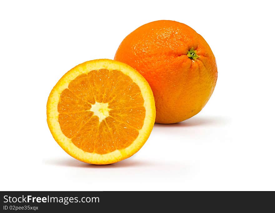 Fresh Oranges isolated on white background, clipping path included