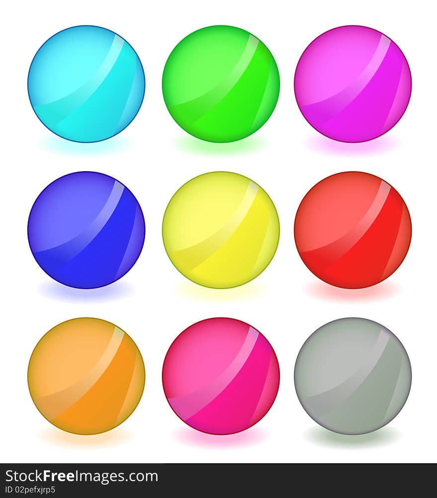 Set of web buttons in different colors