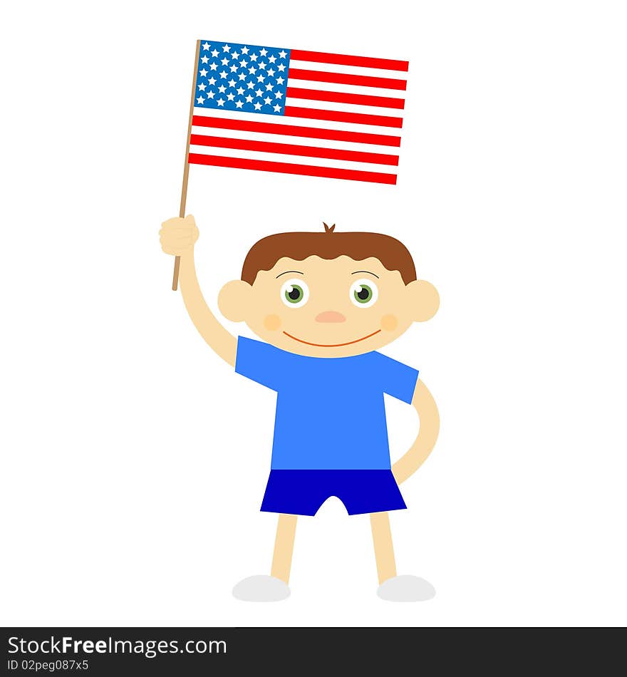 Funny vector boy with flag