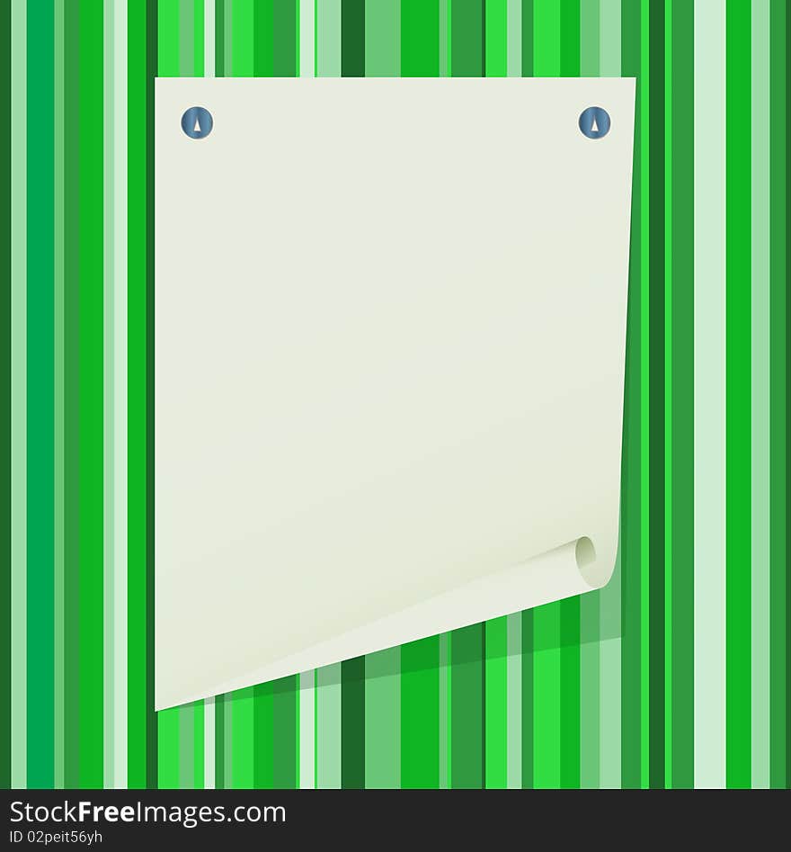 Paper blank leaf on a striped background, eps10