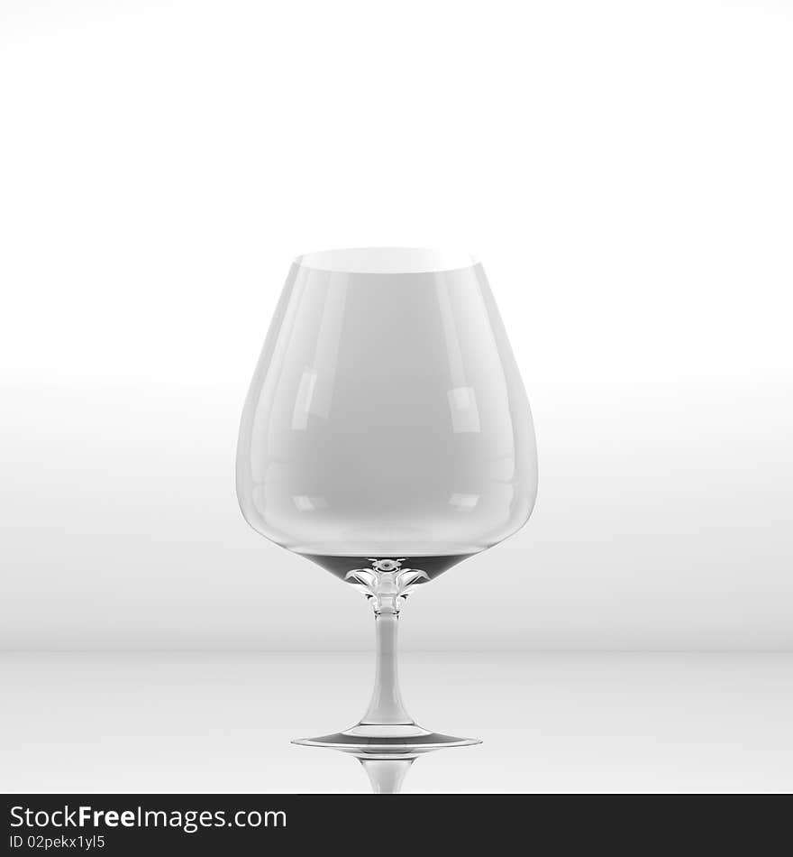 Pure glass for wine or whisky with reflection
