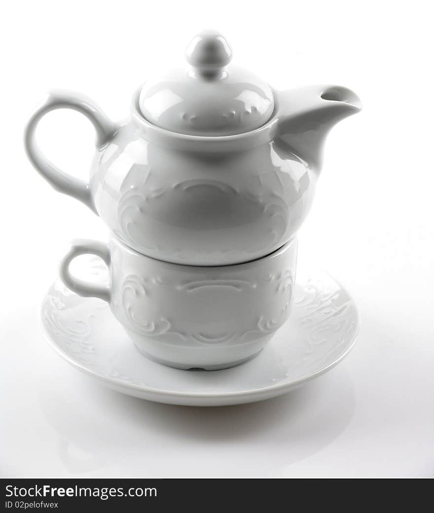 Tea cup on white background