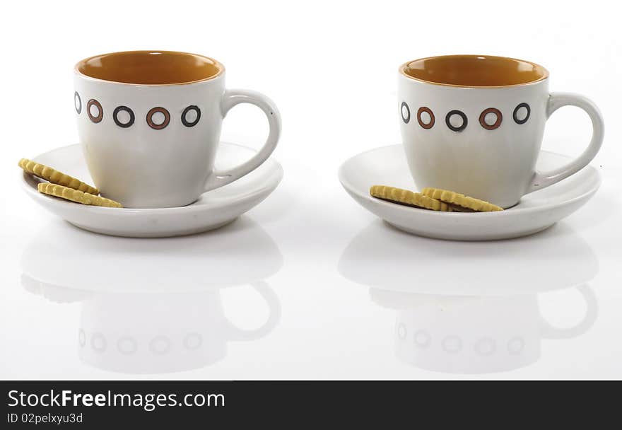 Tea cup on white background