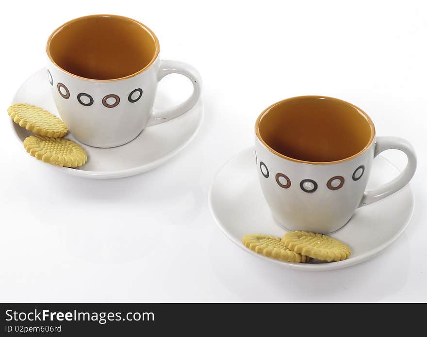 Tea cup on white background