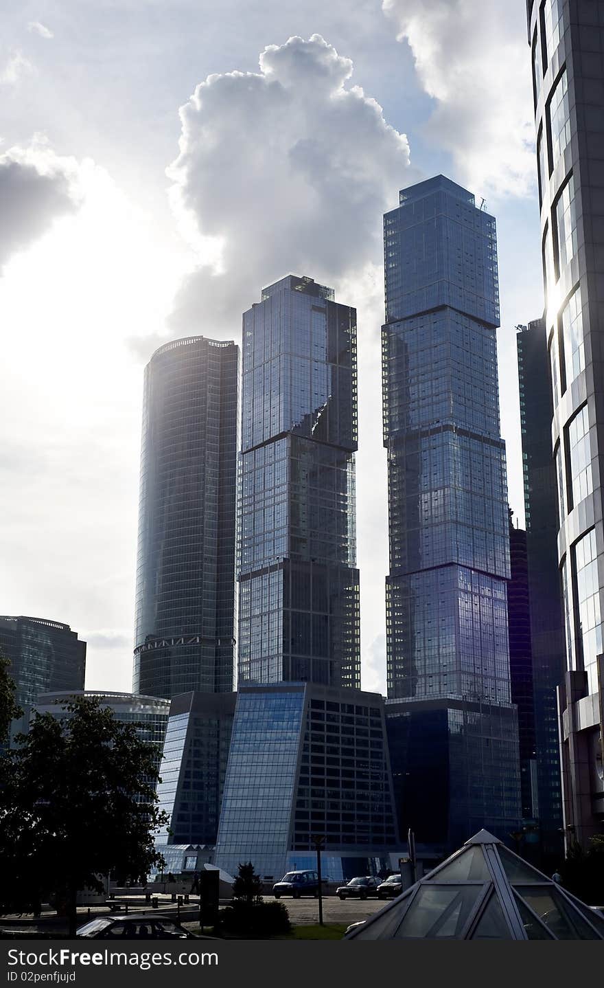 New skyscrapers business centre in moscow city, russia