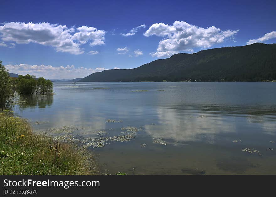 Lake with forest in Rodopi mountine, Bulgaria