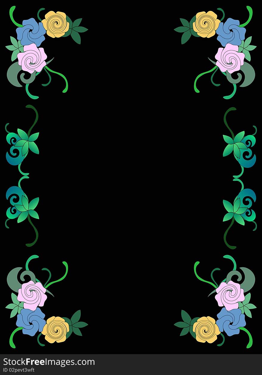 Frame of flowers and leave