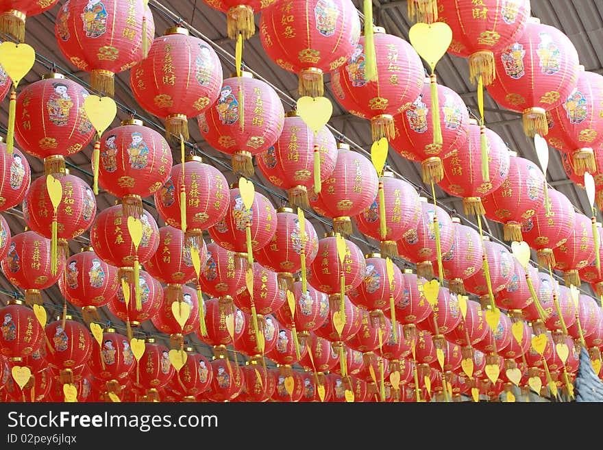 Line of red lamp chinese style, in Thailand.