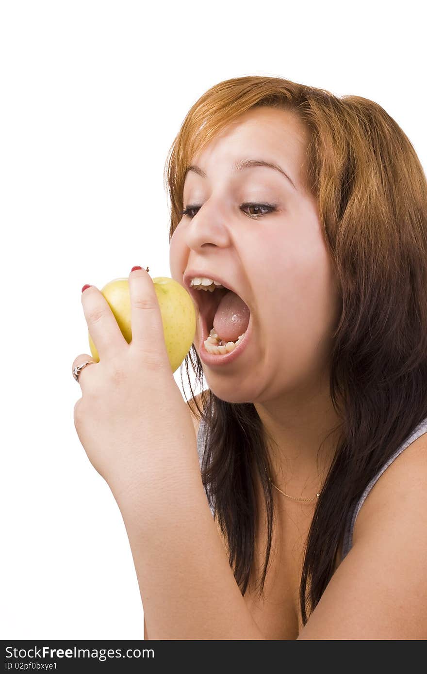 Woman and apple