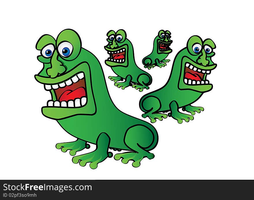 Four Green Frogs