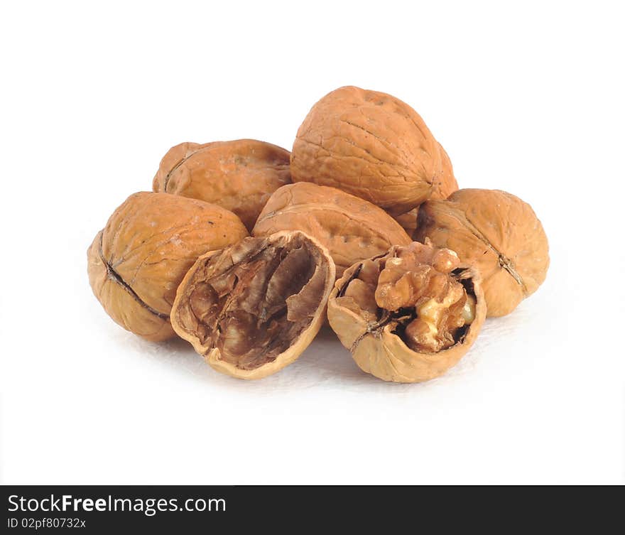 Walnut closeup isolated on white