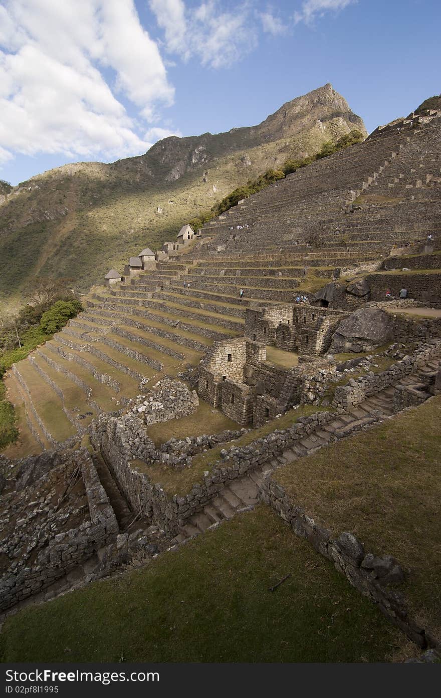 Detail of terraces at Machu Picchu, Peru.