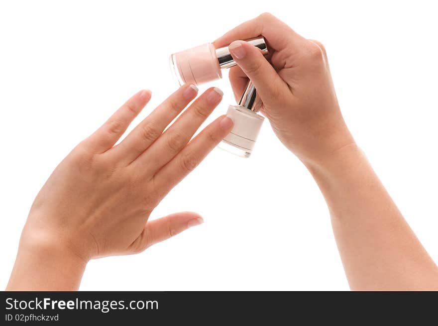 Woman choose the color of nail polish