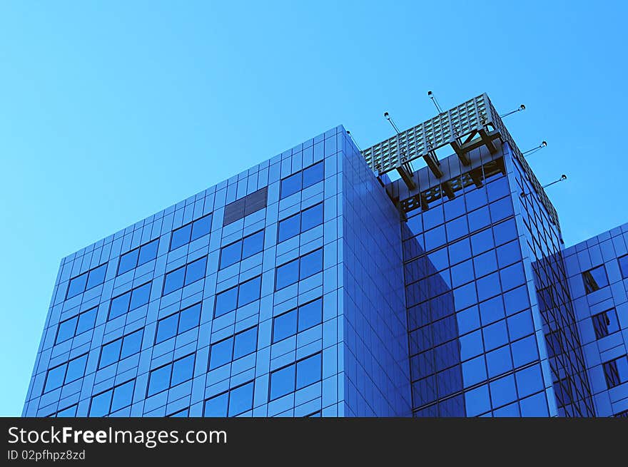 Top part of  glass skyscraper. Top part of  glass skyscraper