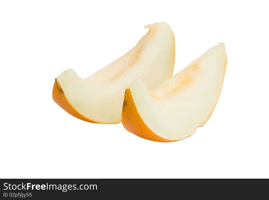 Melon slices  isolated on a white background