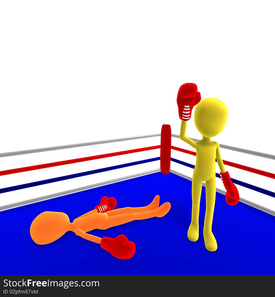 3d male icon toon character wins the boxfight