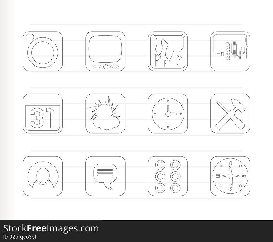 Mobile Phone and Computer icon - Vector Icon Set