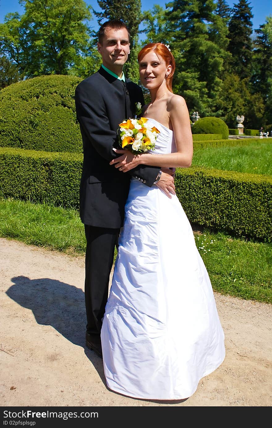 Happy young bride and groom. Happy young bride and groom