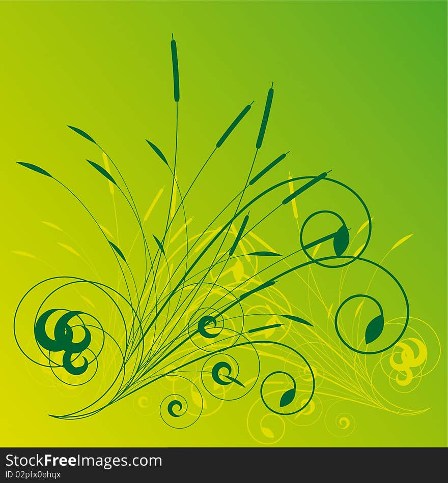 Vegetation background with green swirls