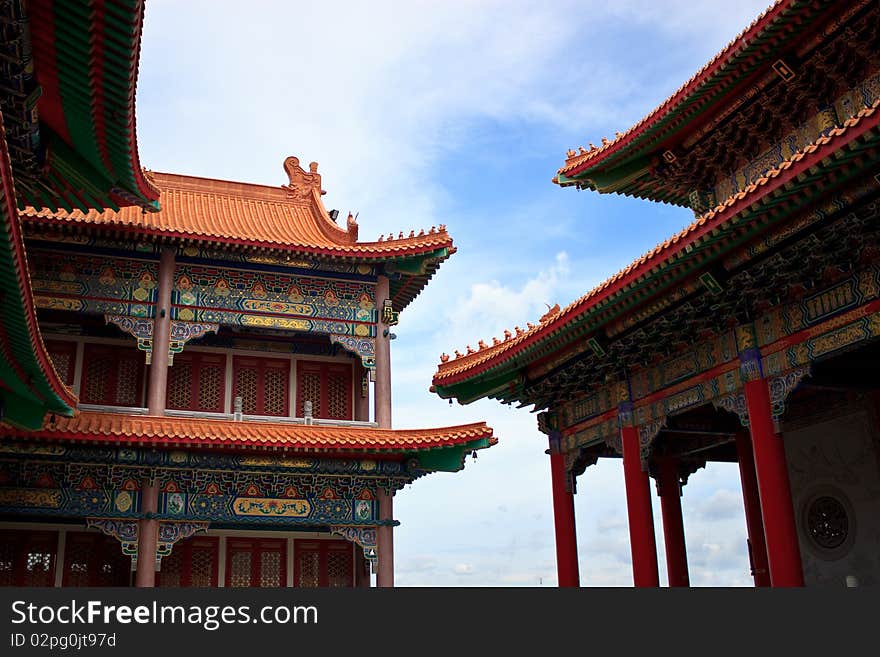 Chinese temple roof at Wat Leng Ney Yee 2