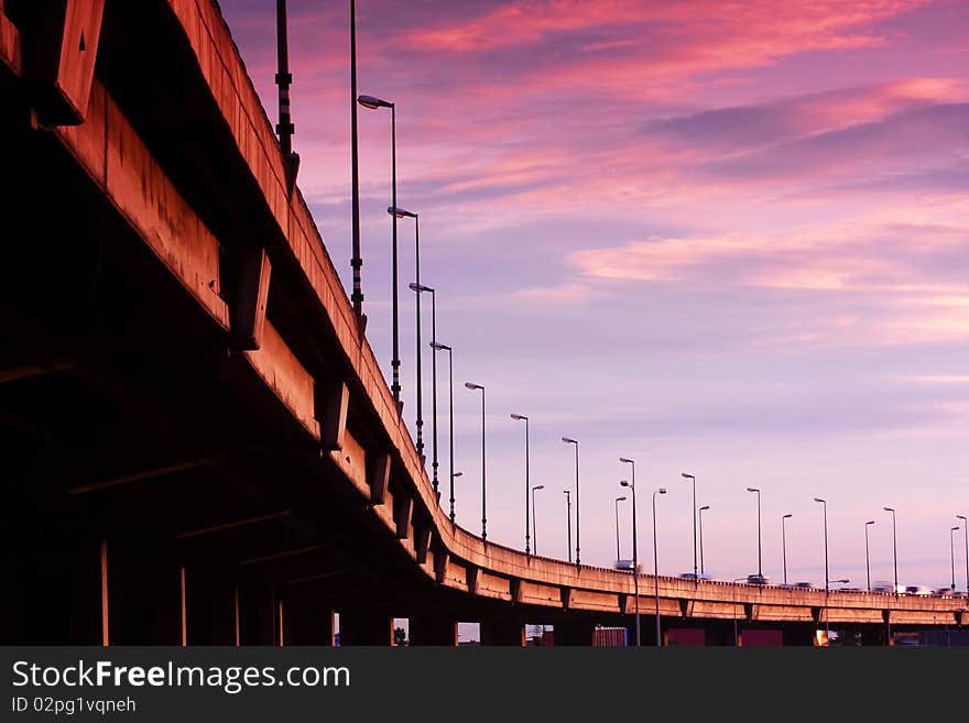 Freeway Under Sunset