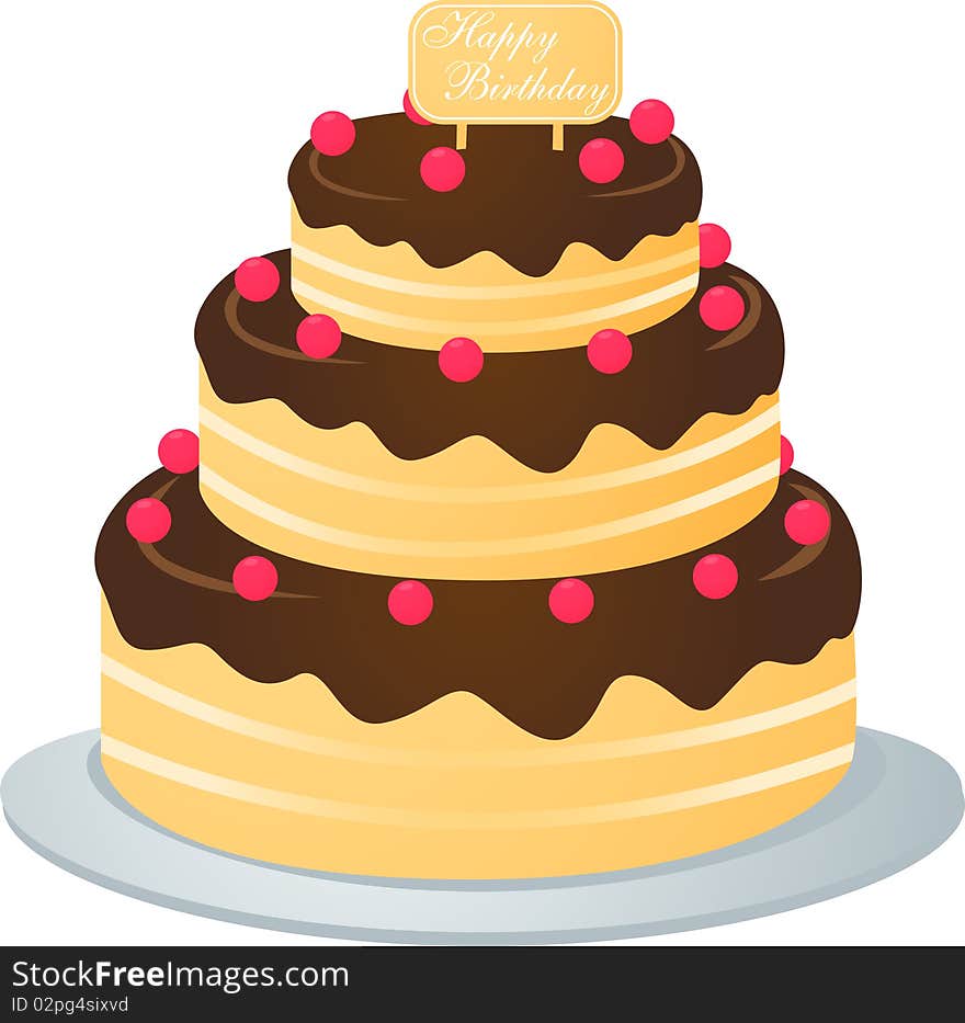 Illustration of a cute birthday cake