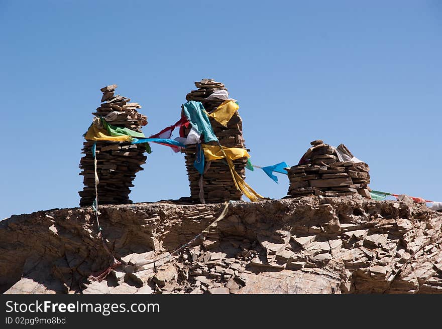 Yellowish mountain road view in tibet of China