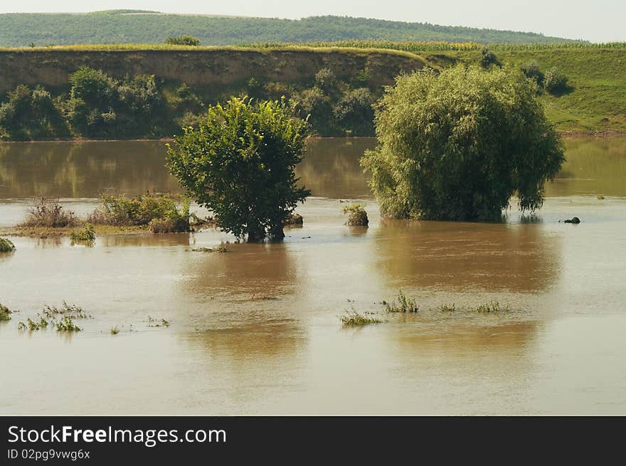 Flooding on the river after the rains