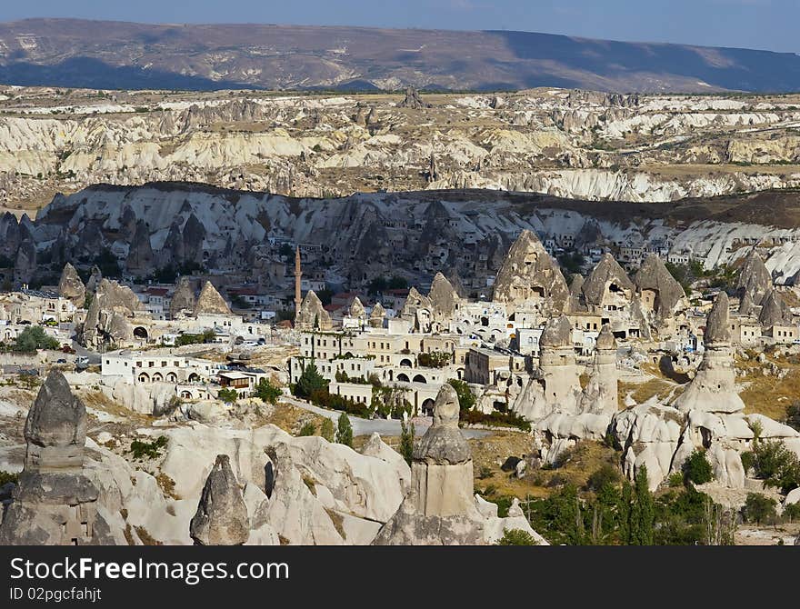 Town among the rocks formed by aeration of soil, Cappadocia, Turkey. Town among the rocks formed by aeration of soil, Cappadocia, Turkey