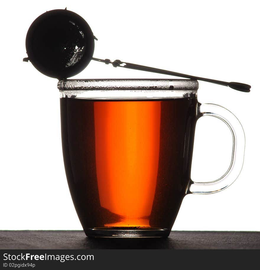 Cup of tea against white background