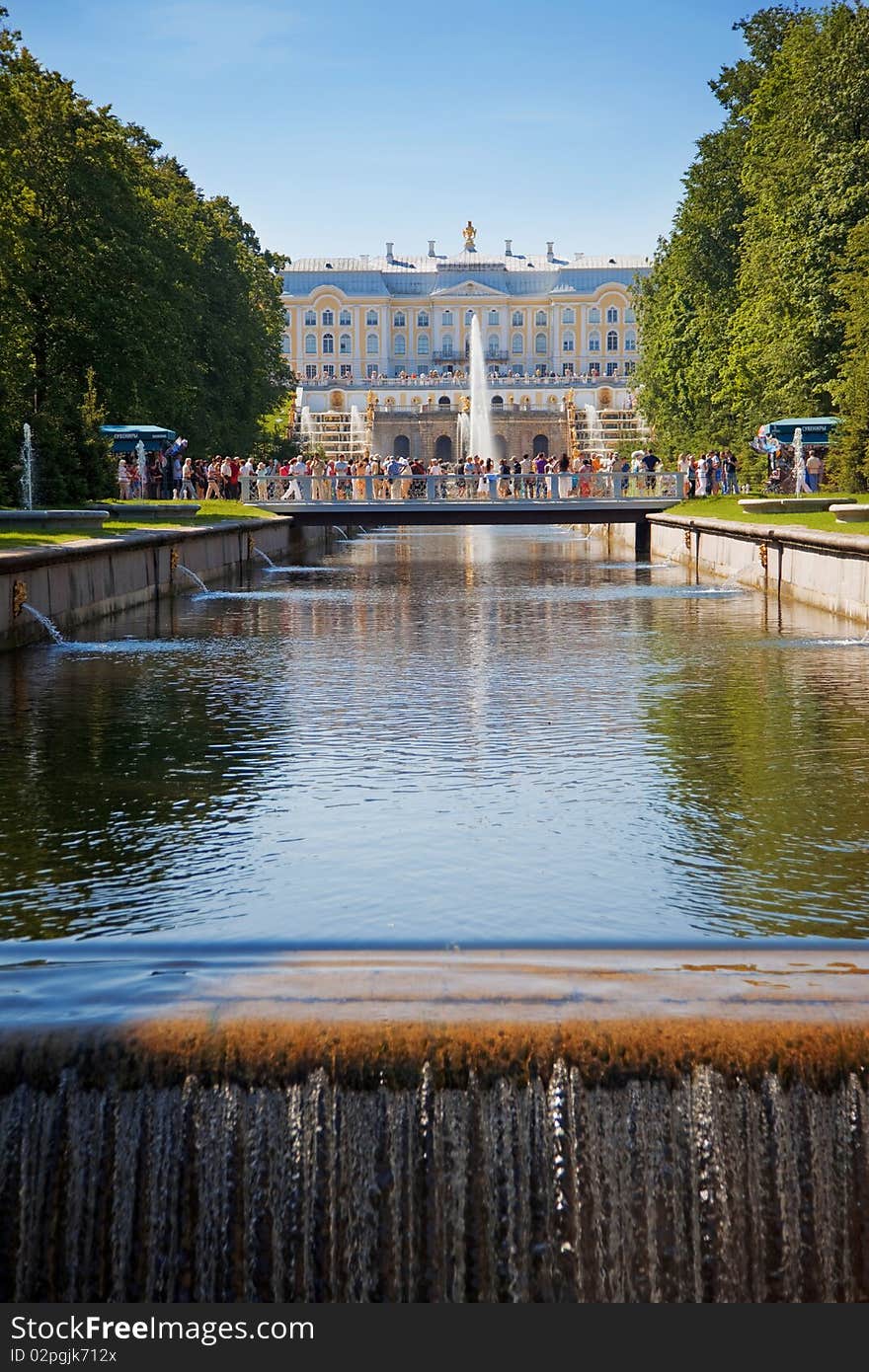 Grand cascade in Petergof, Saint-Petersburg, Russia.