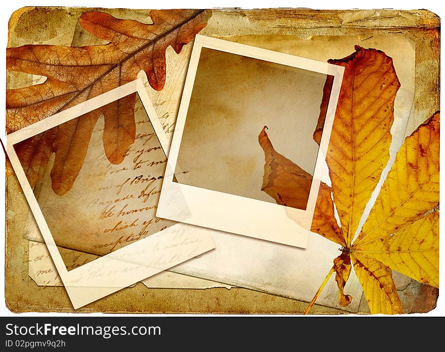 Autumn retro background with frames and leaves. Autumn retro background with frames and leaves