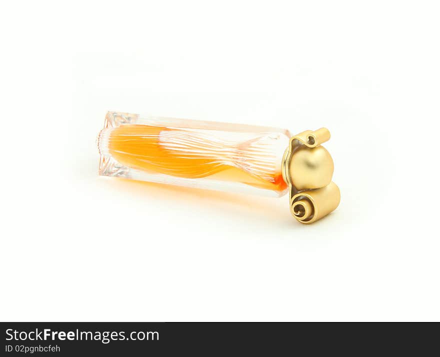 Vintage perfume bottle. Isolated on white background.