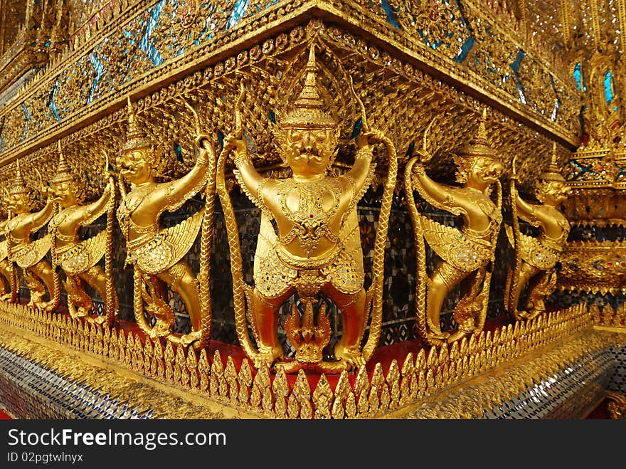 Golden garuda of wat prakaew temple Thailand.