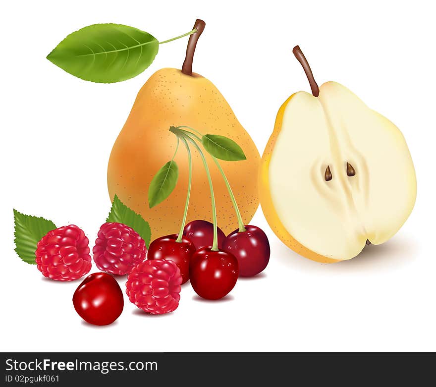 Pears and group of berries.