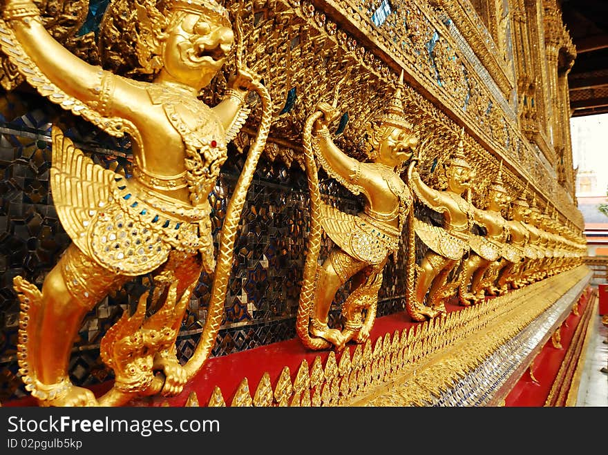 Golden garuda of wat prakaew temple Thailand.