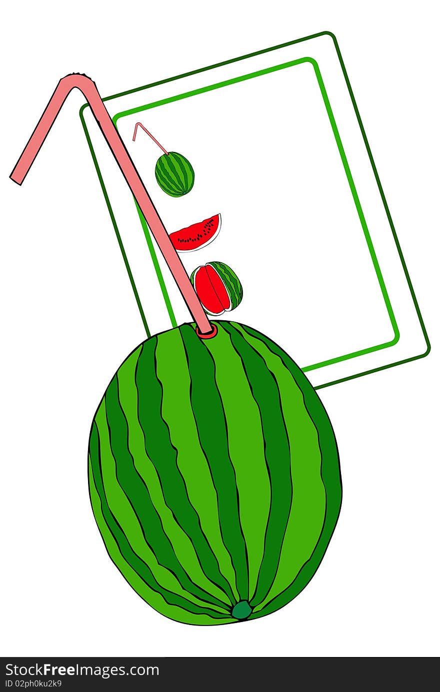 Representation of a watermelon cocktail with cartel price list