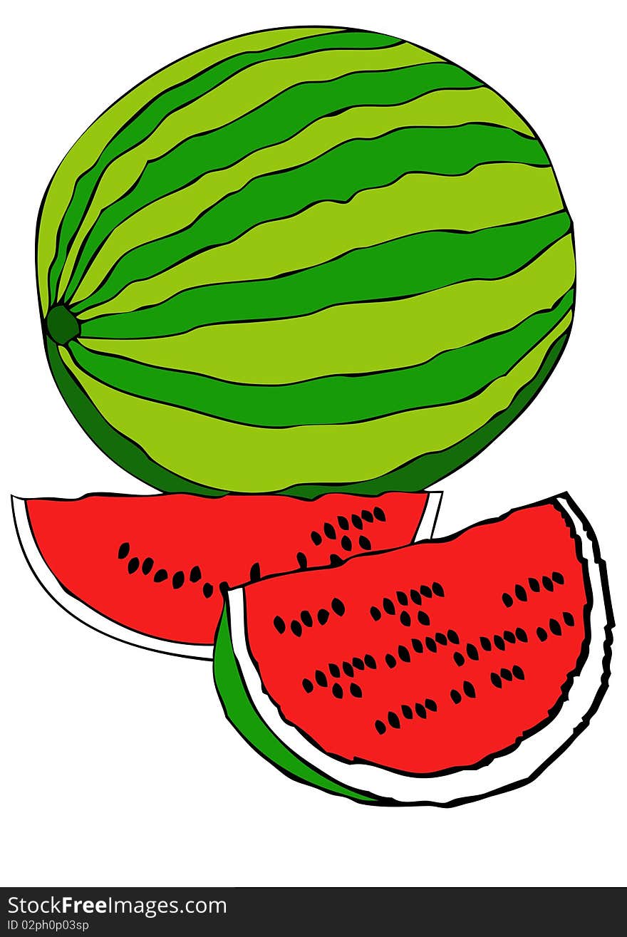 Representation of a sliced watermelon