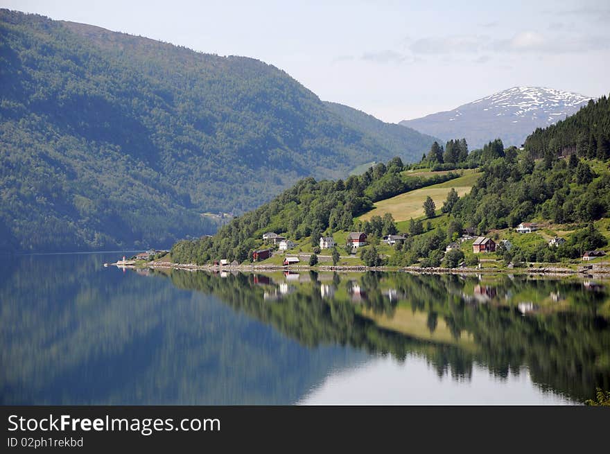 Reflections in Nordfjord from Loen