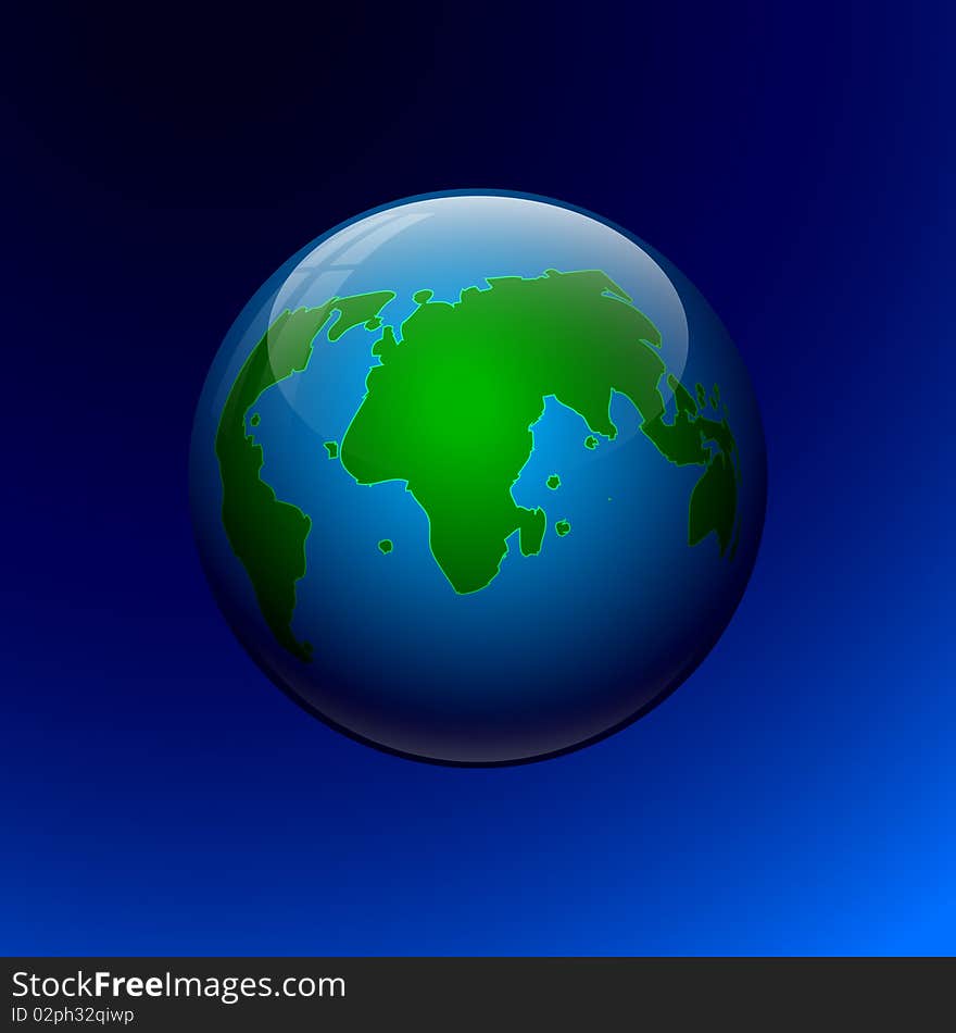 Globe On A Blue Background. Vector Illustration.